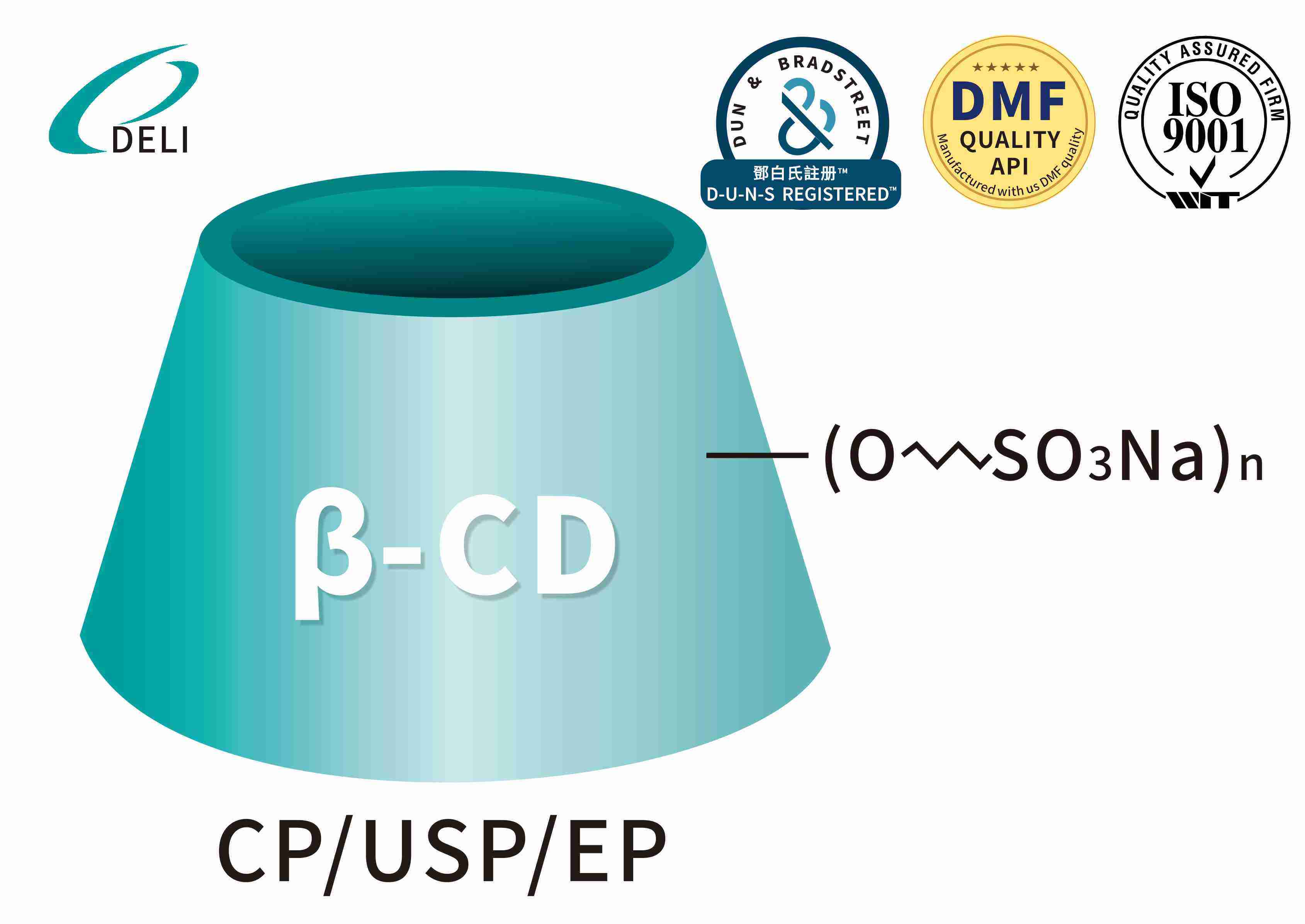 Sulfobutyl Beta Cyclodextrin Sóidiam CAS UIMH 182410-00-0